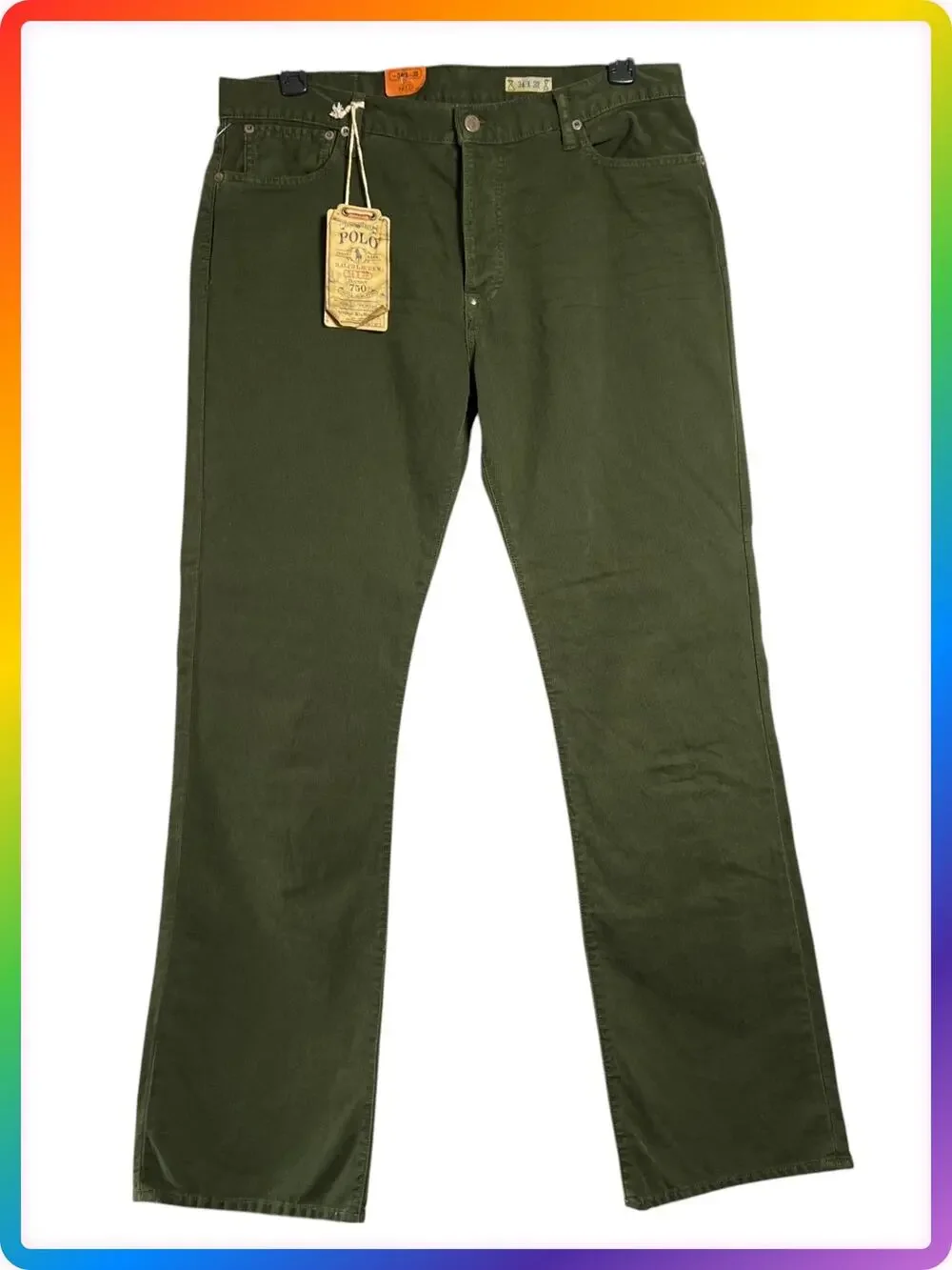 Polo Ralph Lauren PRL 750 Green Corduroy Bootcut Button Jeans 34x32 NWT
